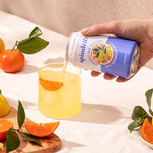 Image of Spindrift Sparkling Water, Yuzu Mandarin Flavored, Made with Real Squeezed Fruit, 12 Fl OZ Cans, Pack of 24 (Only 6 Calories per Can)