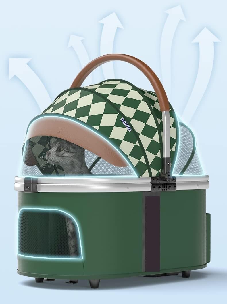 Stroller for Cats Dog Stroller 3 in 1 Pet Stroller Foldable Travel Pet Stroller for Cats & Dogs with Detachable Carriers Aluminium Trolley Dog Stroller Pet Carrier Strolling Cart(D)