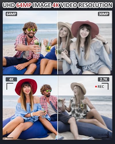 Digital Camera 4K Photo Camera 64MP - with 32GB Memory Card Digital Camera16X Digital Zoom Simple Portable Camera and Rechargeable 2 1200mAh Batteries for Kids Teenagers Seniors Beginners - Image 3