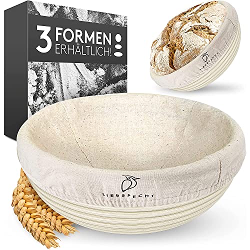 Liebspecht® Cesta de fermentação oval de Superora (28 cm), cesta de vime com linho lavável, ideal para massa de 500 g, acessório perfeito para assar pão