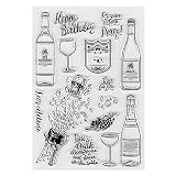Happy Birthday Party Wine Champagne Bottle Clear Stamps for Card Making Decoration DIY Scrapbooking,