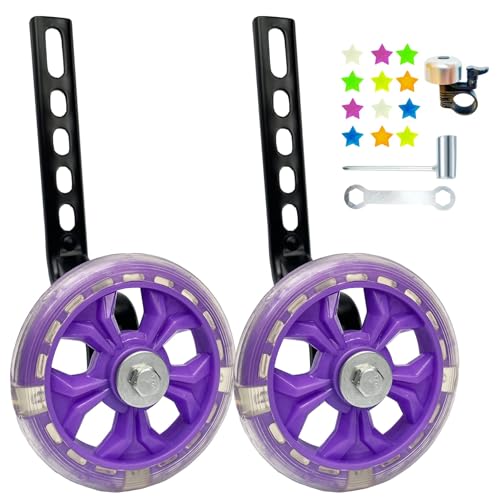 Image of DDJKCZ Training Wheels Flash Mute Big Wheel Compatible for 12 14 16 18 20 inch Single Speed Bicycle (Deep purple)