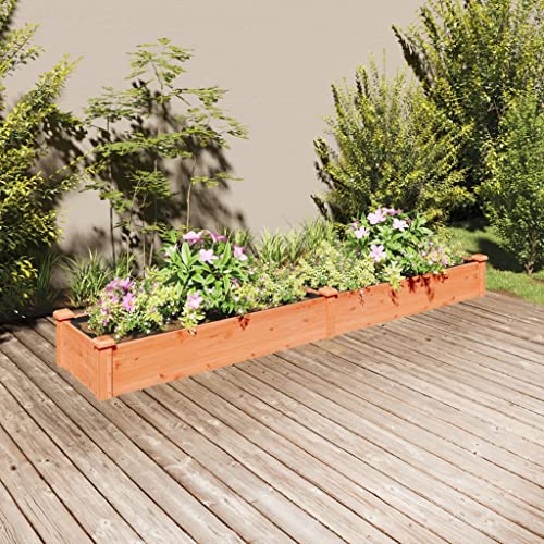 Macetero para plantas, balcón, bancal, con inserción, marrón, 240 x 45 x 25 cm, madera maciza, abeto, adecuada para balcones de jardín al aire libre