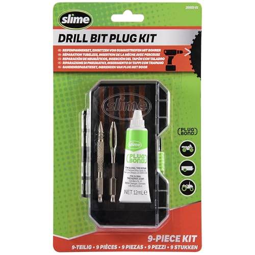 Slime 20502-51 Kit de Forets pour Perceuse de Mèche à Pneu Compatible avec Tout Type de Perceuse, la Solution la Plus Facile pour Les Mèches à Pneu (Lot de 9 Pièces)