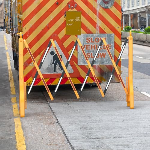 RELIANCER Expandable 8.46ft Safety Barricade,Retractable Security Barrier Water Filled Weighted Base,Adjustable Traffic Barricades,Outdoor Crowd Control Barriers,Driveway Isolation Gate,Garden Fence - Thumbnail 2
