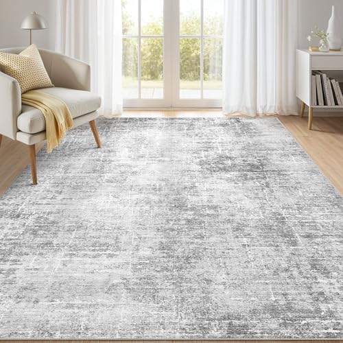 Abstract Living Room Rug 7x9 - Modern Washable Soft Thin