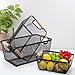 Noamus 3 Pack Metal Mesh Basket with Wooden Handle, Farmhouse Wire Steel Storage Bins, Rectangle Fruit Vegetable Organizer Containers for Home Cabinet Pantry Kitchen Decor, Snack Gift (Black, 3 Size)