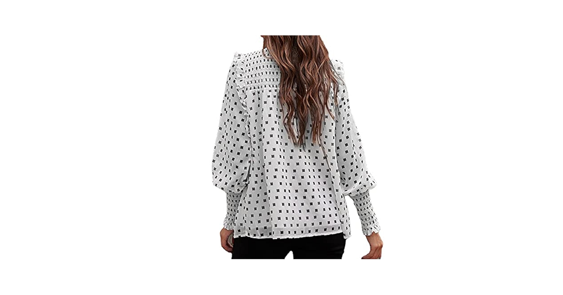 New Ruffled Lantern Sleeve Polka-dot Chiffon Blouse Women's