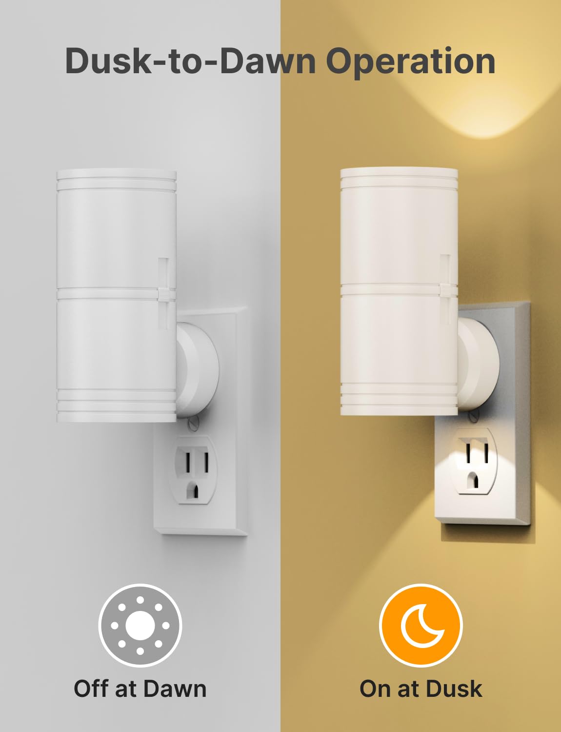 Likelgn Nachtlicht zum Einstecken in die Wand, dimmbares LED-Nachtlicht mit Dämmerungssensor, weiches weißes Licht, für Flur, Badezimmer, Schlafzimmer, Weiß, 2 Stück