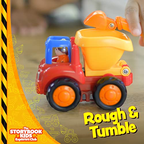 Construction Play Set For Kids Ages 1, 2, 3, 4 Years Old - Toddler Toy Truck Set With Matching Book - Push & Pull Friction Trucks For 2 Year Old Boy - Bpa Free - Cars For Boys & Girls #TOP6