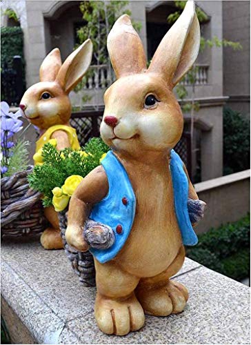 Outdoor Statue Garden Sculpture Garden Decoration Rabbit Statue Sculpture, Easter Company Courtyard Balcony Decoration Props Children's H50Cm Gift #TOP3