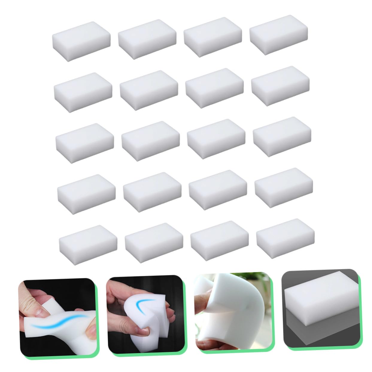 Gomme de Nettoyage 20 Pièces Éponge Blanche pour Vaisselle