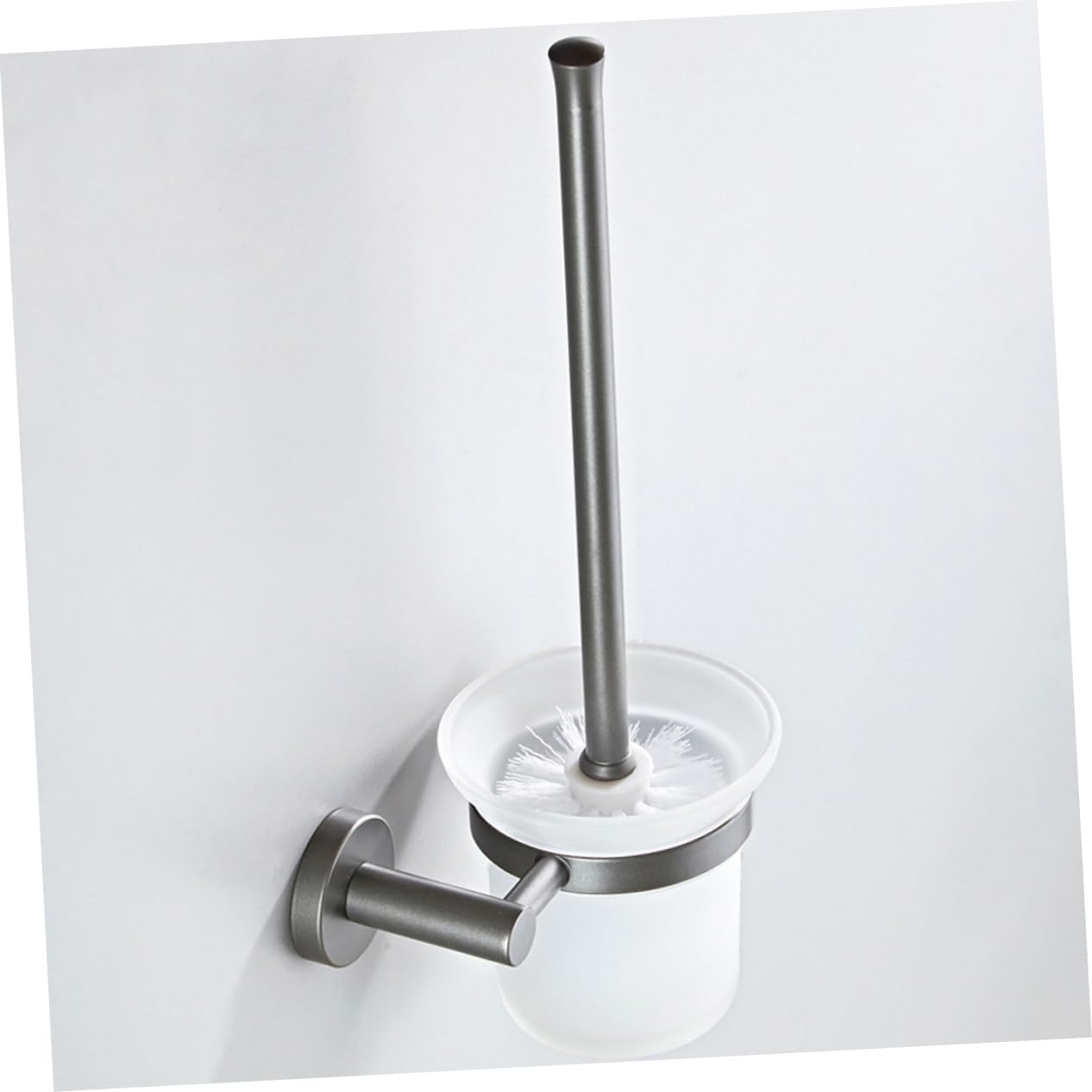 FOMIYES Escobilla de Baño Limpieza Profunda para Inodoro con Base Redonda de Vidrio, Diseño Simple y Elegante, Soporte de Pared sin Desprender Cerdas