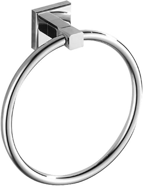 Hallyware Round Towel Ring SUS 304 Stainless Steel Towel Hanger Holder for Bathroom and Kitchen Wall Mounted , Polished Chrome