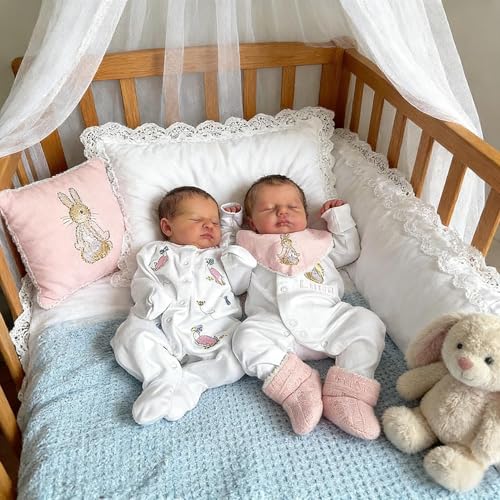 Zwillinge Reborn Babypuppen Silikon Ganzkörper Vinyl 50,8 cm Realistische Babypuppen Mädchen Anatomisch Korrekte Zwillinge Puppen Lebensechte Neugeborene Babys Puppe Spielzeug für Kinder