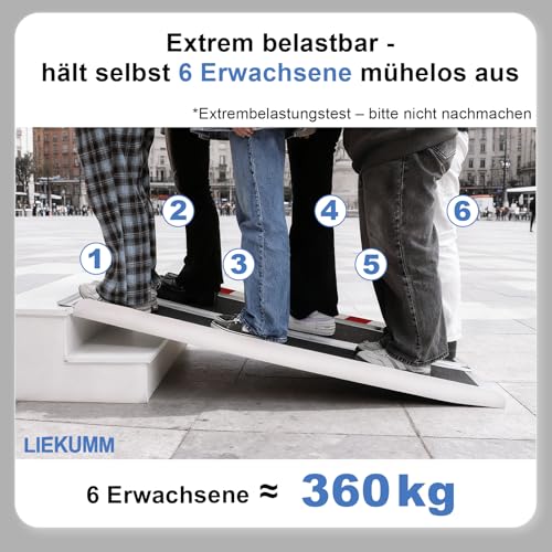 LIEKUMM Rollstuhlrampe 91 cm, 77 cm Extrabreite Aluminium Rampe Rollstuhl, 300 kg Kapazität Klappbar Rollstuhlrampe für Treppen, Stufen, Bordsteine, Schwellenrampe für Elektro-Rollstuhl, Kinderwagen