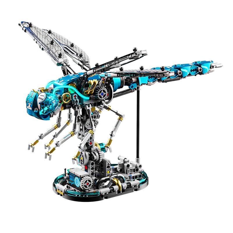 Image of SKY LINE OCEAN Mechanical Dragonfly Building Set with Light - 866+ PCS Steampunk Insect Model with Hand-Crank Base, LED Display STEM Construction Kit, Compatible Bricks Collectible Gift for Ages 14+