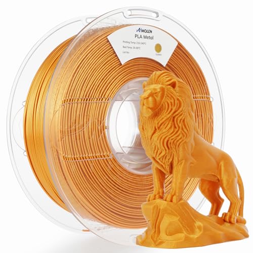 AMOLEN 3D Printer PLA Filament 1.75mm, True High Speed 500mm/s Filament Gold PLA, Smooth & Non-Tangle, Dimensional Accuracy +/- 0.02 mm, 1kg Spool (2.2lbs), Fits for Most FDM 3D Printer