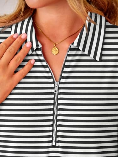 Image of ANRABESS Womens Summer Dresses Casual Sleeveless Ribbed Half Zip Polo Collar Tshirt Dress 2026 Spring Tunics Short Sundress