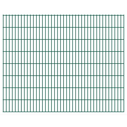 Festnight Metall Gartenzaun 2008x1630 mm Grün | Doppelstabmattenzaun Zaunpaneel komplett Stabmattenzaun Gitterzaun