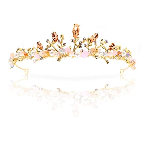 Miniatura 1 de NODG Tiaras doradas para mujer, coronas de diamantes de imitación de novia para mujer, diademas doradas para mujer, tiaras y coronas de novia de