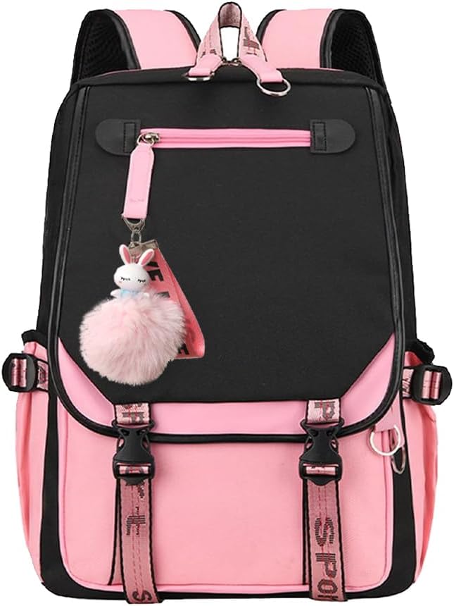 youcoscos Girls Backpack Aesthetic Backpack Cute School Bag Bookbag with USB Charge Port Outdoor Daypack for Teen Girls