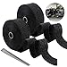 Mengger Hitzeschutzband Auspuffband 2 Stück 10m hitzeschild hitzeschutz Auspuff Band Auto Motorrad Schwarz Basaltfaser mit 4pcs Kabelbinder für Fächerkrümmer Thermoband Krümmerband