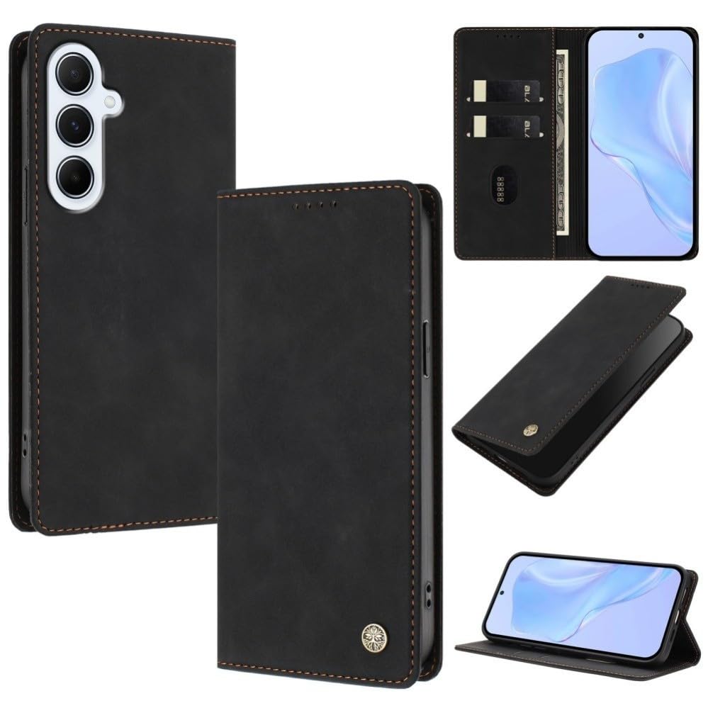 Étui Samsung Galaxy A25 5G noir antichoc portefeuille rabat aimanté