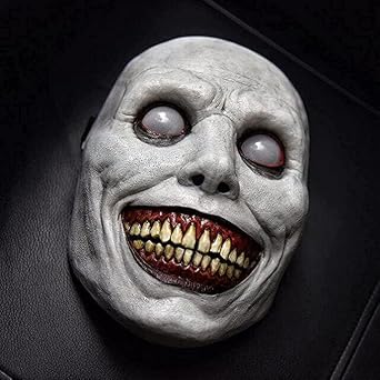 Creepy Halloween Mask,Smiling Demon Scary Adults Plastic Masks Costume Creepy Cosplay Huanted House Props Halloween Party