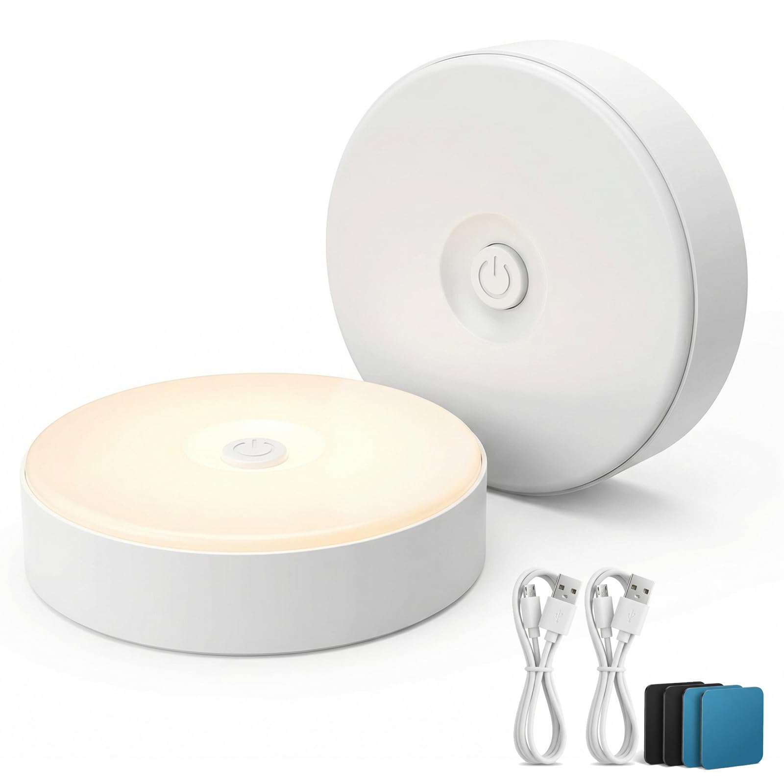Ucfalfo 2 Pack Night Lights Rechargeable LED Touch Lamp, Magnetic Touch Lamp with Stepless Dimming & 3 Colour Modes, Portable Night Light for Feeds, Mini Light for Wardrobe Kitchen Cupboard Bedroom