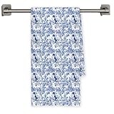 Chicimln Chinoiserie Brittany Spaniel Kitchen Towels, Brittany Spaniel Gifts Decorative Hand Towels for Bathroom, Blue and White Dog Dish Tea Towel Drying Cloth for Kitchen Decor, 16x24 Inch