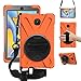 New Galaxy Tab A 8.0 2018 Case,360 Degree Rotatable w/Kickstand,Hand Strap & Shoulder Grip, 3 Layer Hybrid Heavy Duty Shockproof Cover for Samsung Galaxy Tab A 8.0 SM-T387 T387 Verizon/Sprint Orange