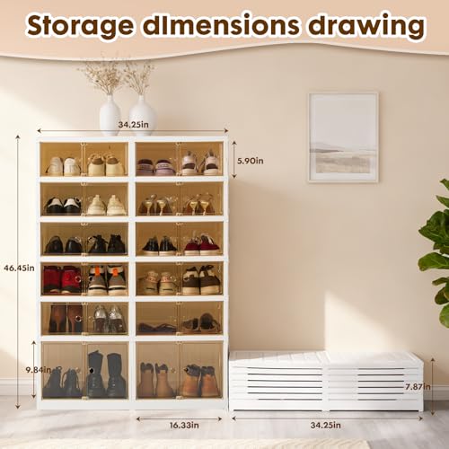 Image of Collapsible Shoe Rack Organizer Foldable Shoe Cabinet with Doors, Large Plastic Folding Shoe Cabinet, Easy Assembly Shoe Shelves Organizer for Entryway (6Tiers,24Pairs)