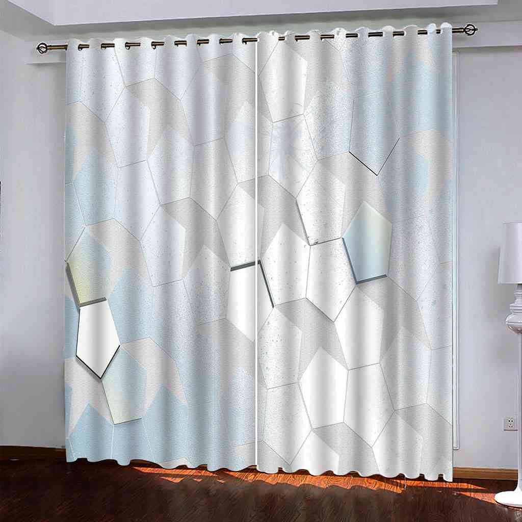 Rideau occultant à oeillets hexagone géométrique 264x160cm pour salon