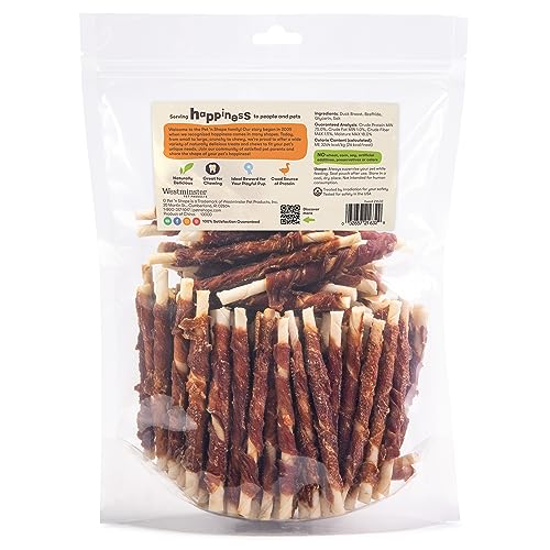 Pet 'n Shape Hide Twists – Duck Wrapped Rawhide Dog Treats - Small Twist - 2 Pounds