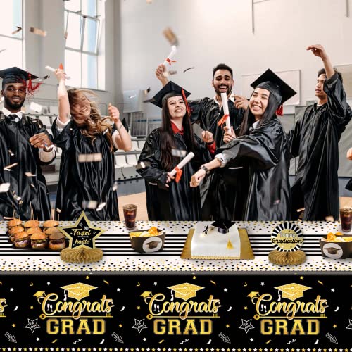 House Of Party Graduation Tablecloth 2023-54" X108" Black Graduation Table Covers | Congrats Grad Graduation Table Clothes For Graduate Class Of 2023 Graduation Party Decorations #TOP4