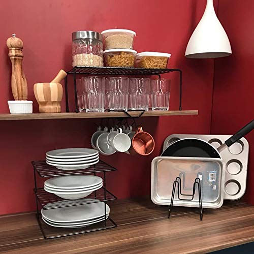 Organizador Armário Cozinha Prateleira Aramado 42cm (Preto)