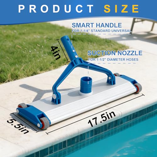 18" Commercial Grade Pool Vacuum Head, Extra-Wide & Weighted Heavy-Duty Vacuum Cleaner for Effortless, Fit for 1.5" Hose, Deep Cleaning The Large Inground Pools, Vinyl Liner Floor, Step, Corner by ROMIVO - Image 2