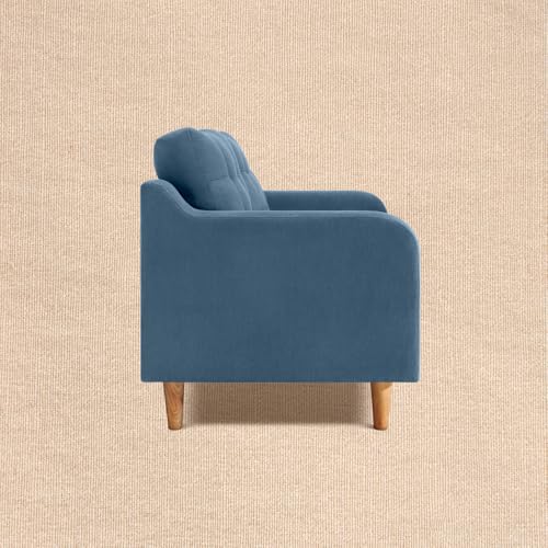 Image of Duroflex Ease Plus - 2 Seater Sofa Set for Living Room | 3 Year Warranty | Premium Wooden Frame Sofa | Anti-Pilling Fabric, Fade & Termite Resistant | Comfortable & Durable Couch - Moonlight Blue