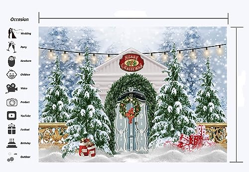Haosphoto Winter Wonderland Backdrop for Photography 7X5FT Merry Christmas Backdrops Heavy Snow Pine Tree Forest Gifts Farmhouse Xmas Background for Happy New Year Photo Studio Props Vinyl HS1054 - Image 4