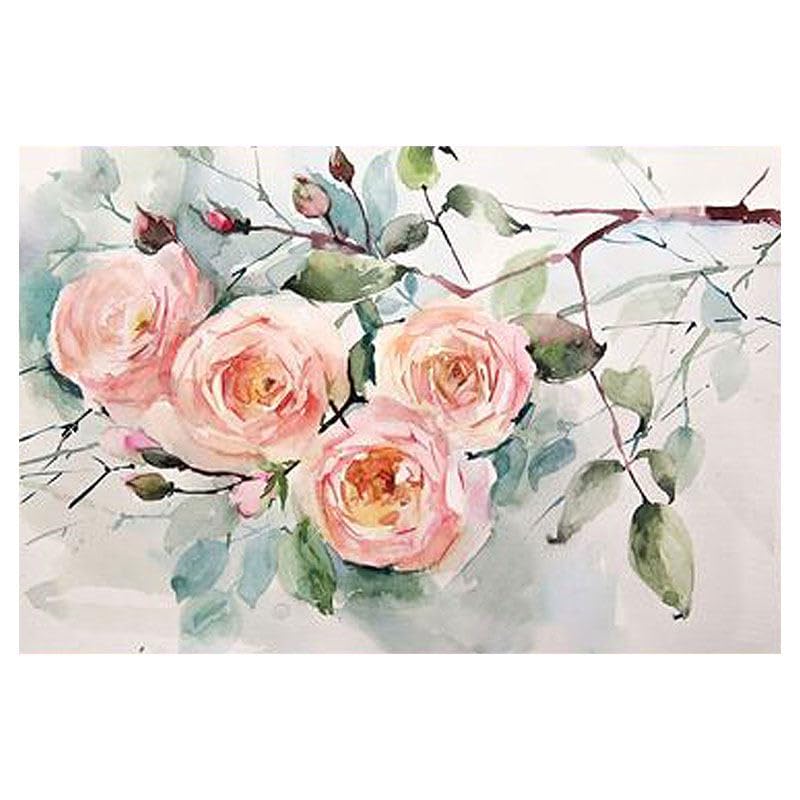 Peinture à l'huile abstraite botanique peinte à la main, fleurs modernes sur toile de lin