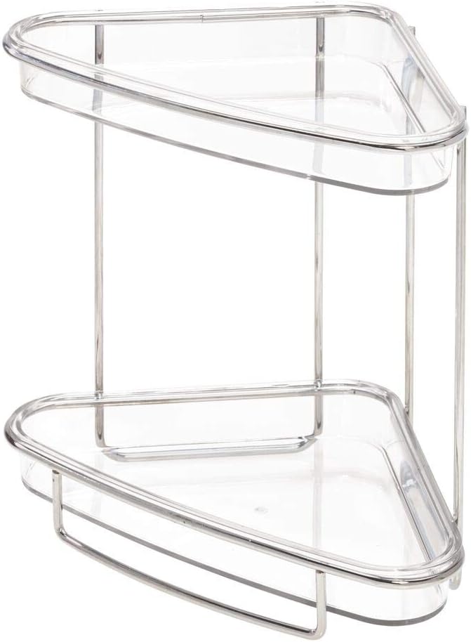 iDesign Clarity 2Tier Corner Shelf for Cosmetics and Toiletry Storage