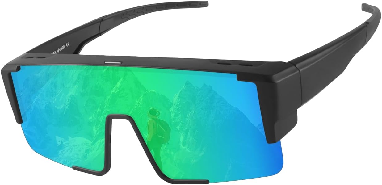 OULAIQI Polarized Fit Over Glasses Sunglasses for Men Women,UV400 Sun Glasses Sports Wrap Around for Driving Cycling Fishing