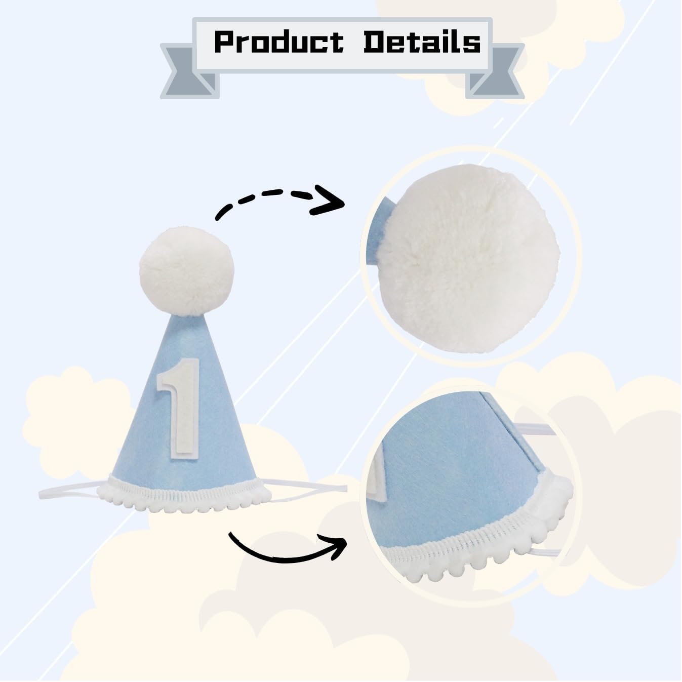 Blue six months Birthday Party Hat - Decoration, Photo Prop, Baby Boy six months Birthday Crown, Kids Party Hat - Image 6