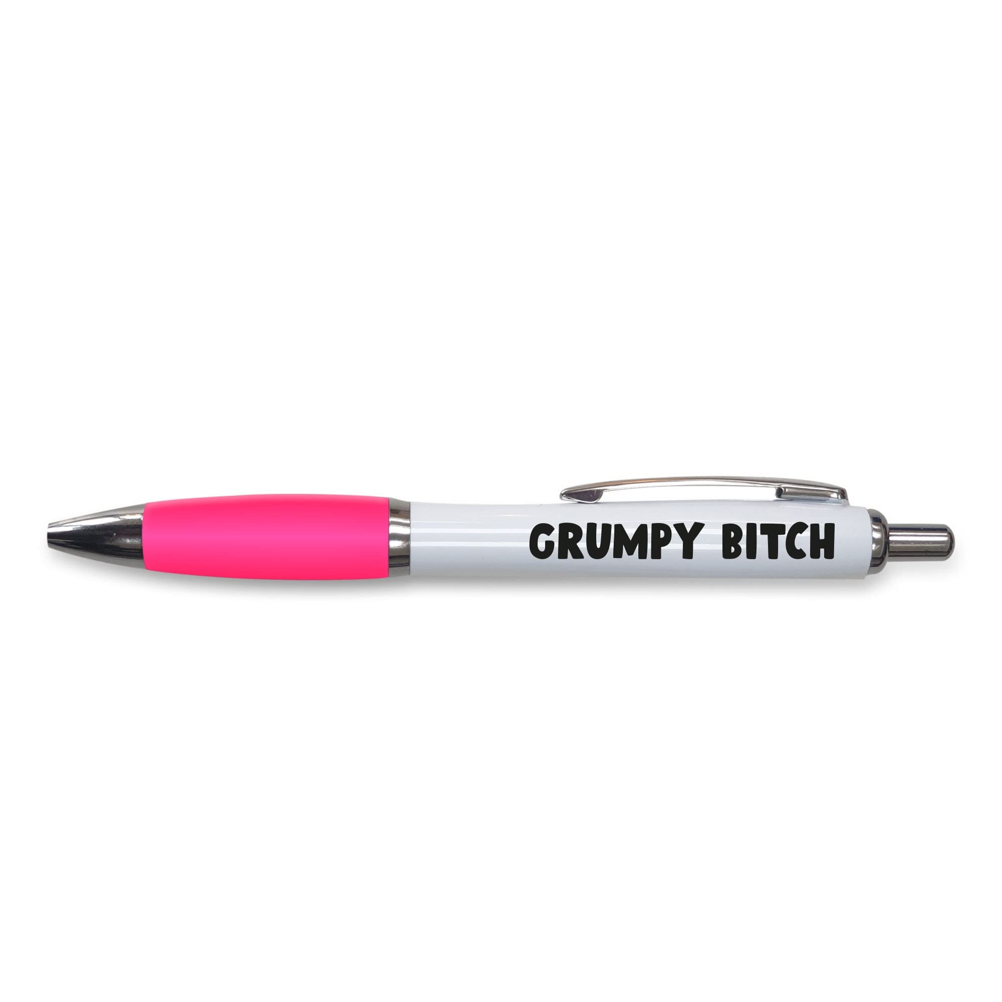 Tongue in Peach Funny Novelty Push Pen Gift | Ballpoint Pens Work Colleague Leaving Work Present | Grumpy Bi | Funny Joke Stationary | PINK PP66