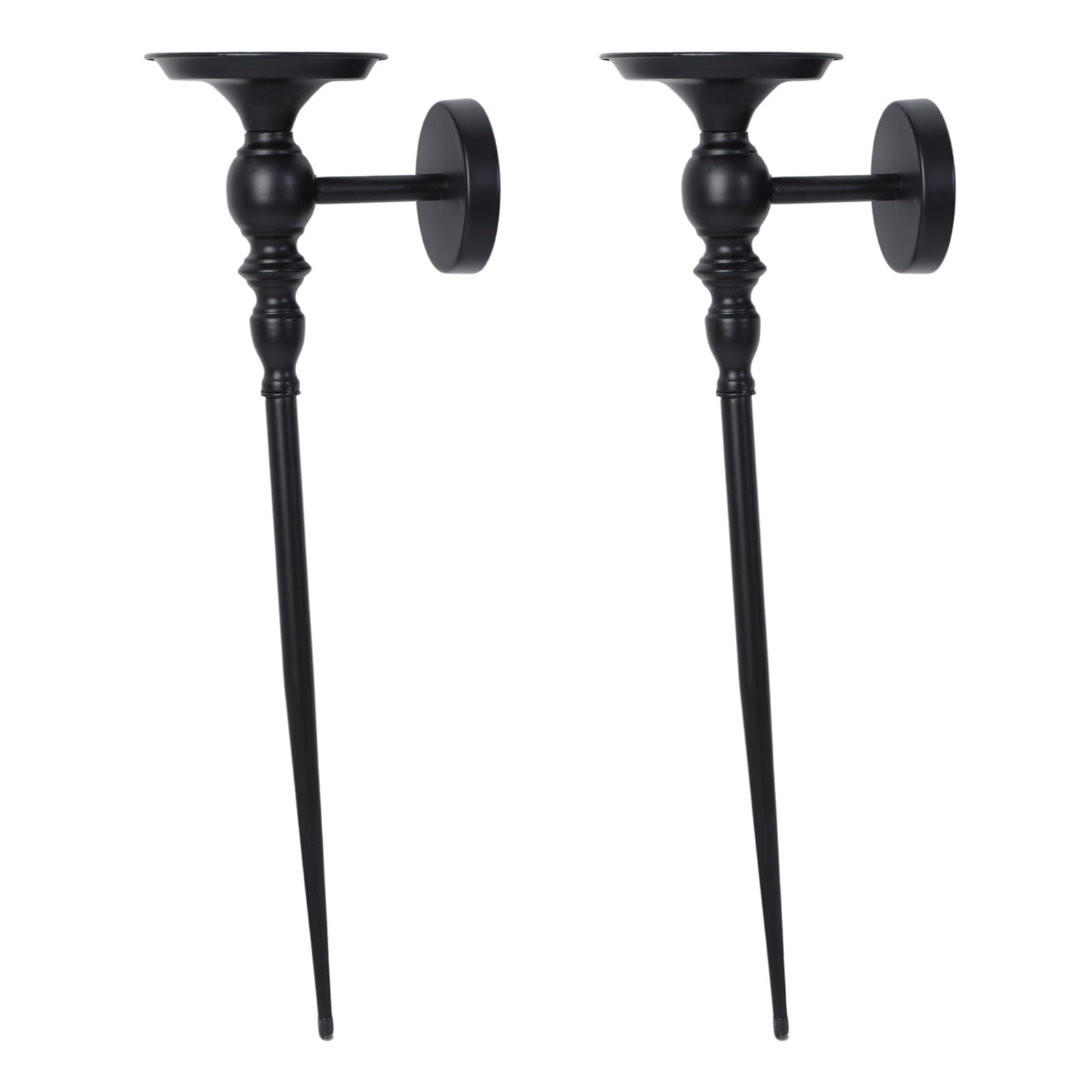 QIEIEI Set of 2 Elegant Large Wall Mounted Metal Candle Sconces for Home Decors Black Iron Hanging Candle Holder Candlestick