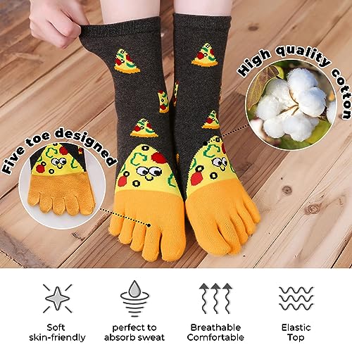 Image of CaiDieNu Women's Animal Toe Socks - Cotton Five Finger Colorful Funny Casual Crew Socks for Ladies