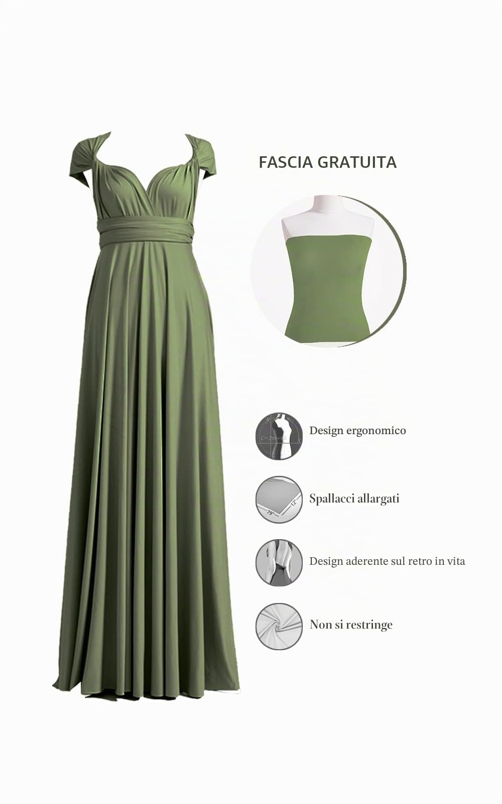 72styles Abito Infinity da Damigella d'Onore, Multiway da Cerimonia, Lungo, Maxi, Taglie Forti, Abito da Sera, Ospite di Matrimonio