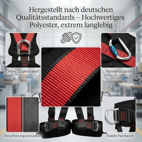 Magicbox Klettergurt Vollkörper mit Verdickter Lendenwirbelstütze – 150 kg Tragkraft Fallschutzgurt für Höhenarbeit, Dacharbeiten, Klettern und Baustelle, EN 361/358 Zertifiziert Absturzsicherungsgurt