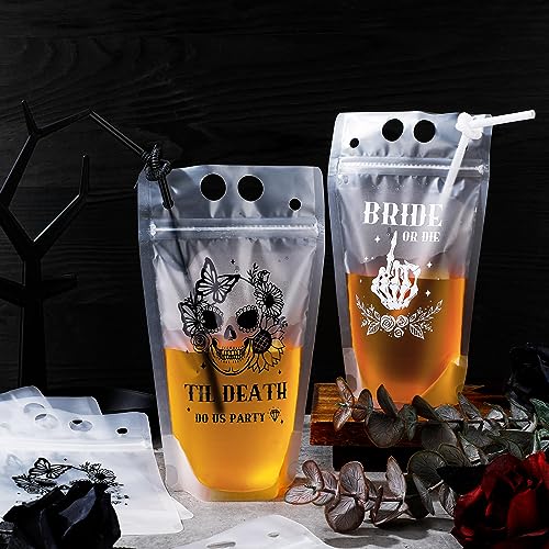 Set 12 bolsas negras y blancas para bebidas con popotes miniatura 4